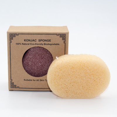 6g Washable Anti Bacterial Oval Konjac Facial Sponge French Red Clay Konjac Sponge