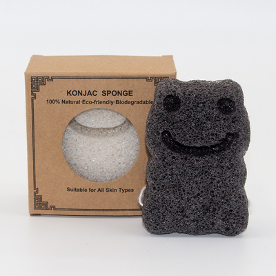 Black Elephant Shape Konjac Fiber Sponge 100 Pure Charcoal Bath Sponge