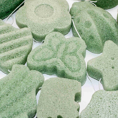 Personal Care Butterfly Bath Sponge Konjac Green Tea Sponge Removing Toxins