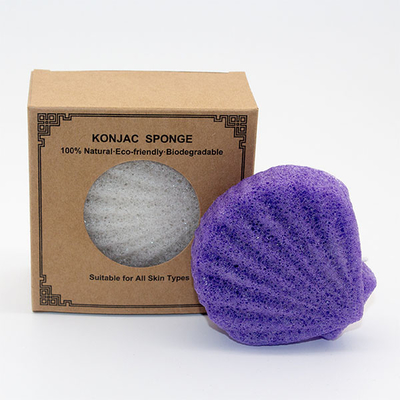 Purple Vegetable Fiber Shell Shaped Sponge 100% Pure Natural Konnyaku Sponge