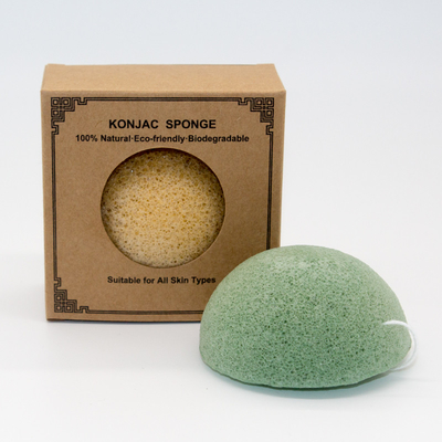 Sensitive Skin Washable Green Tea Konjac Sponge Exfoliator Face Wash Facial Cleanser