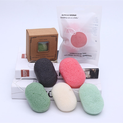 85mm*85mm*25mm White Oval Facial Konjac Sponge Biodegradable