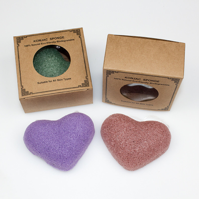 Private Label Skin Care Heart Konjac Sponge Organic Disposable Bamboo Charcoal Sponge