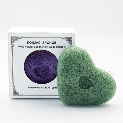 Beige Natural Konjac Facial Cleansing Sponge Eco Friendly Heart Bath Sponge