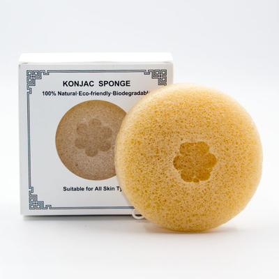MSDS SGS Round Face Sponge Exfoliating Konjac Facial Cleanser For Clogged Pores