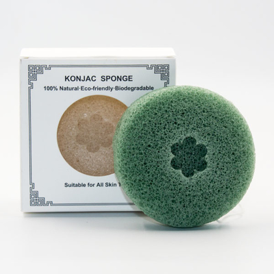 MSDS SGS Round Face Sponge Exfoliating Konjac Facial Cleanser For Clogged Pores