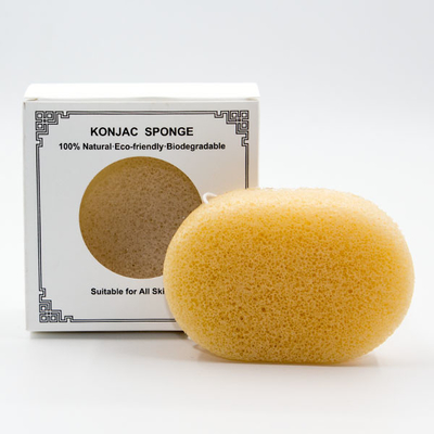 Colorful Sakura Freeze Drying Oval Cosmetic Sponge Red Clay Konjac Sponge