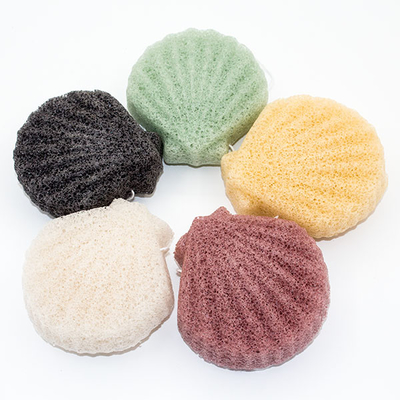Large Shell Shaped Sponge Bamboo Charcoal Konjac Sponge For Acne
