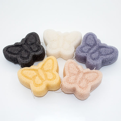 Various Colors Butterfly Bath Sponge Face Body Konjac Sponge Biodegradable