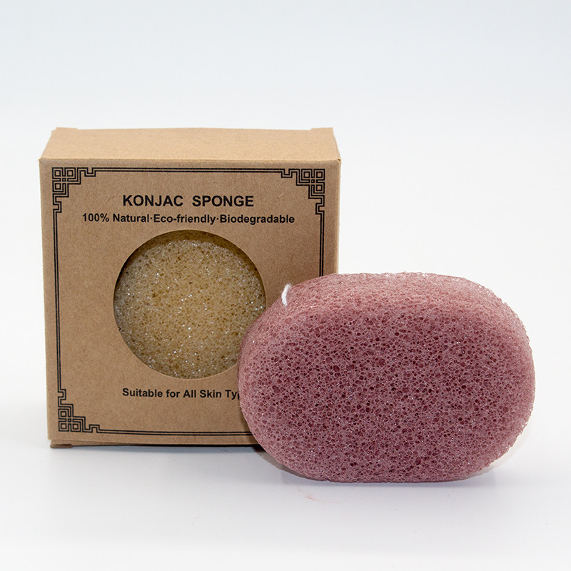 6g Washable Anti Bacterial Oval Konjac Facial Sponge French Red Clay Konjac Sponge