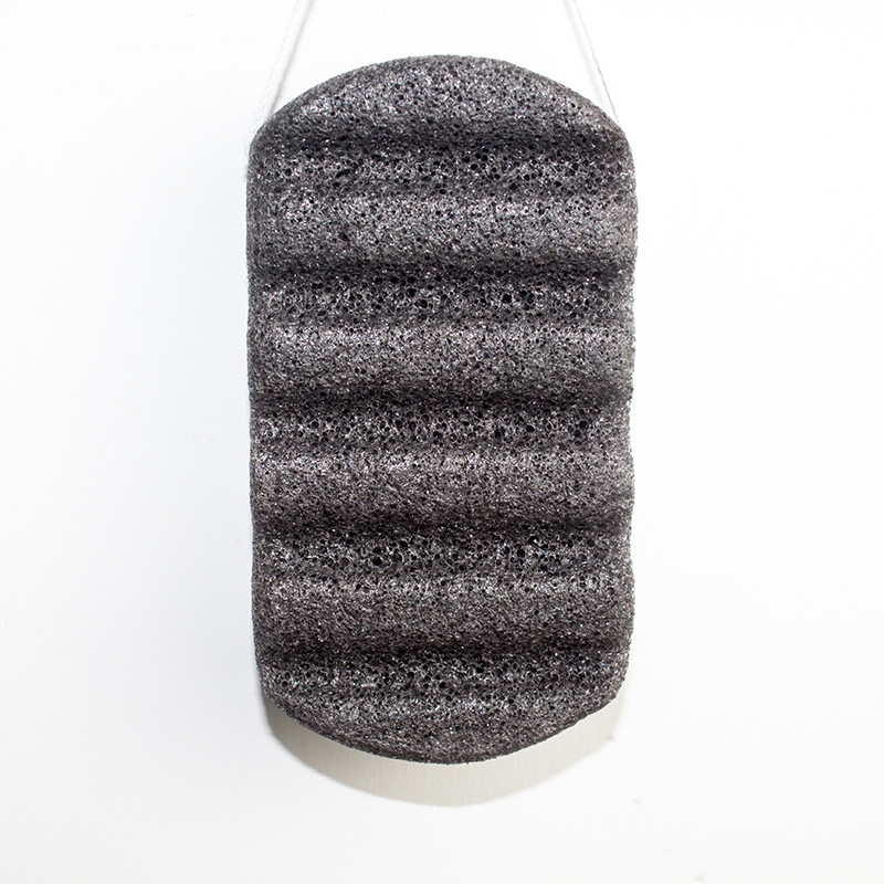 11.5*6.2*2.8cm Wavy Charcoal Bath Sponge Exfoliating Konjac Facial Cleanser
