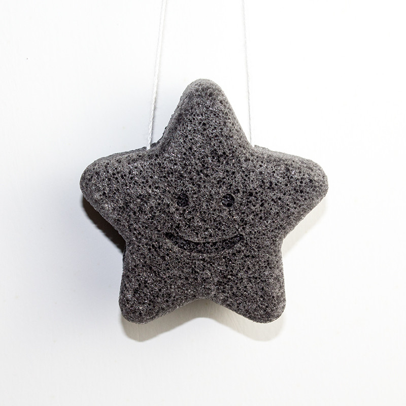 Star 7.5cm Konjac Charcoal Exfoliating Sponge For Deep Pore Cleansing