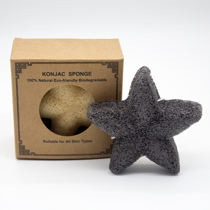 Starfish Shape Lightweight Charcoal Face Sponge Konjac For Acne