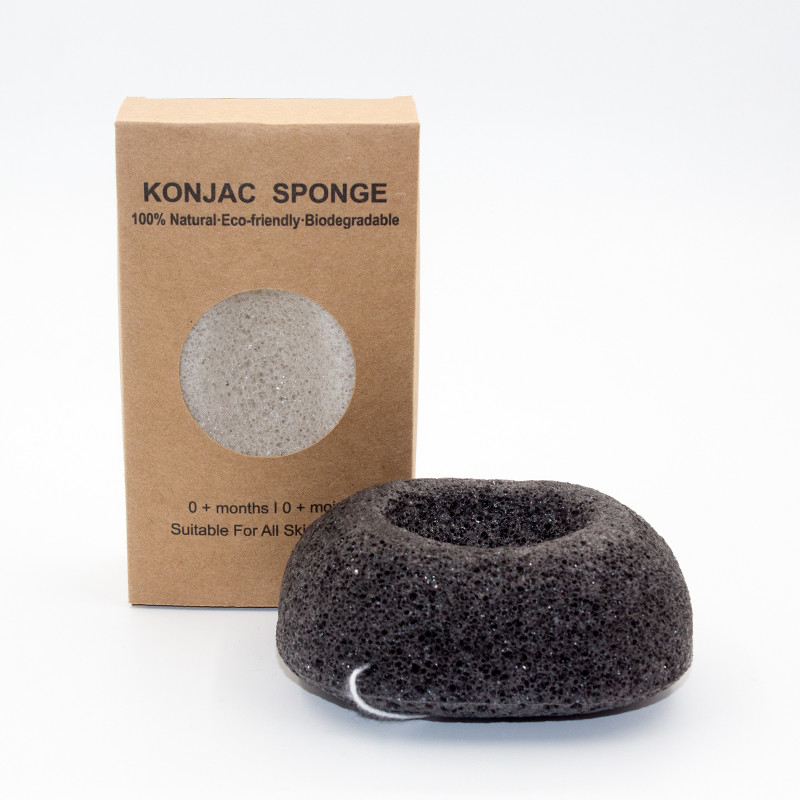 Anti Bacterial Charcoal Konjac Sponge Face Exfoliating Donut Bath Sponge