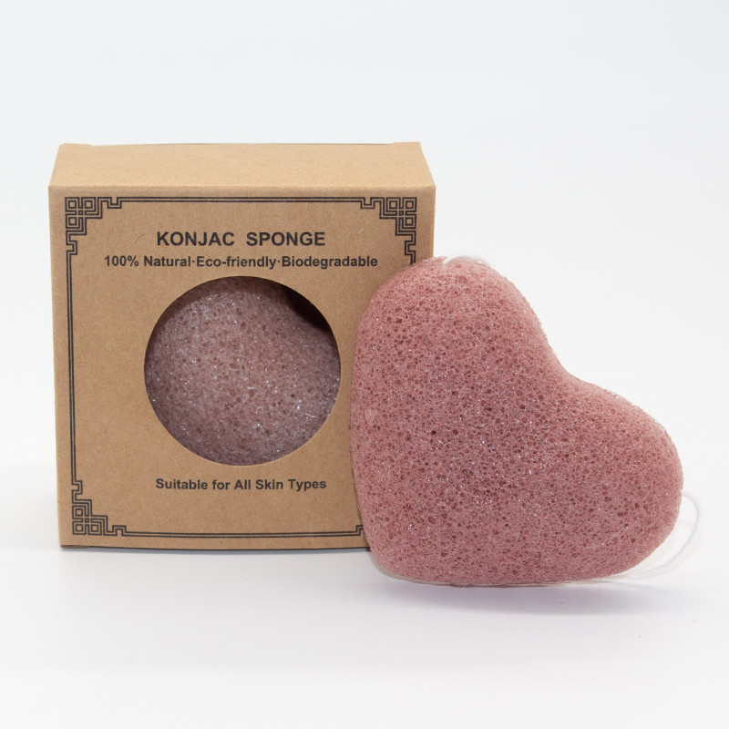 8*8*5cm Heart Shaped 100% Natural Konjac Sponge For Body Wash