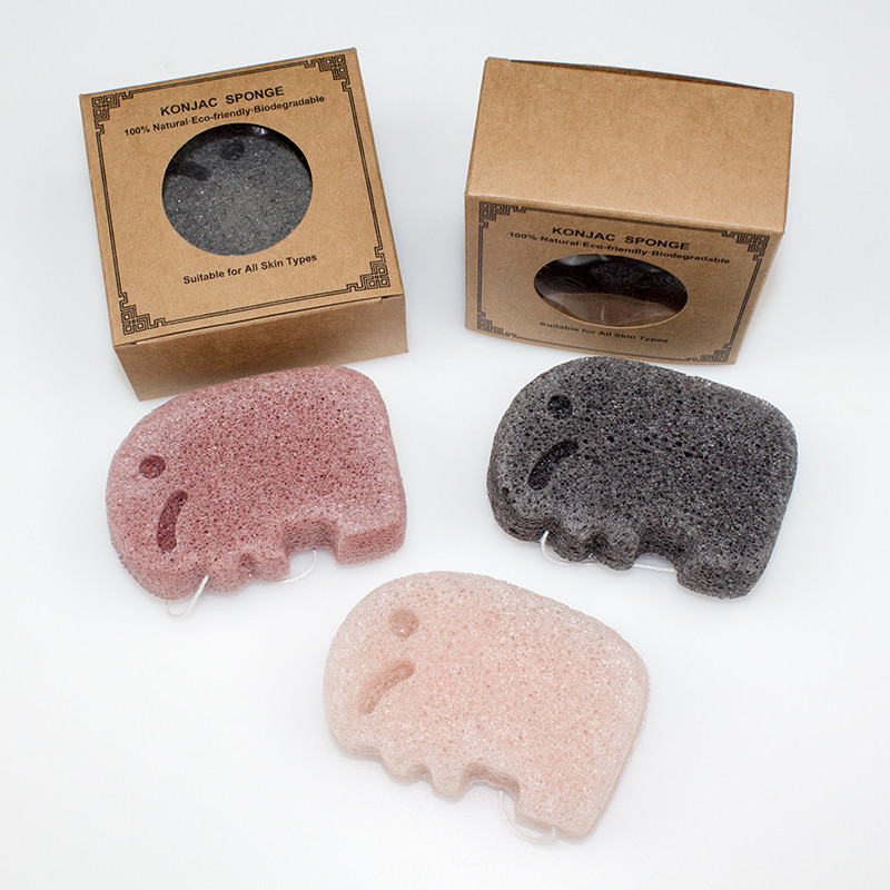 No Preservatives Konnyaku Face Sponge Charcoal Bath Sponge Customized
