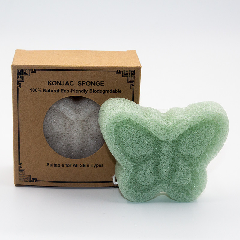 Butterfly Shape Bath Cleaning Sponge Body Facial Konjac Sponge 9cm*7.2cm*2cm