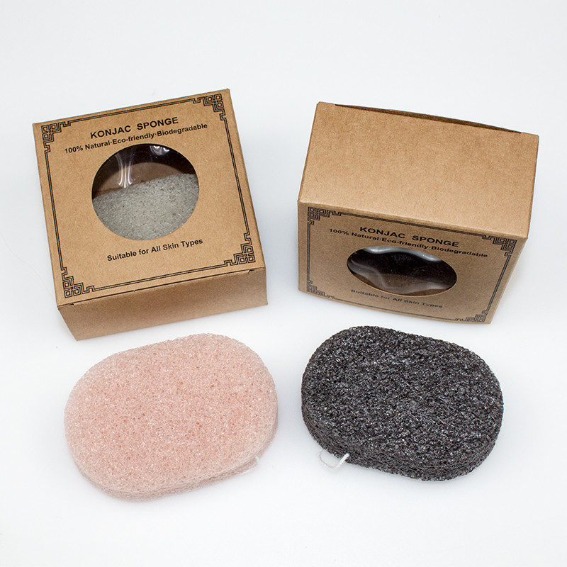 Private Label Organic Oval Cosmetic Sponge Bamboo Charcoal Konjac Sponge