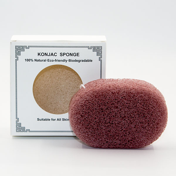 Colorful Sakura Freeze Drying Oval Cosmetic Sponge Red Clay Konjac Sponge