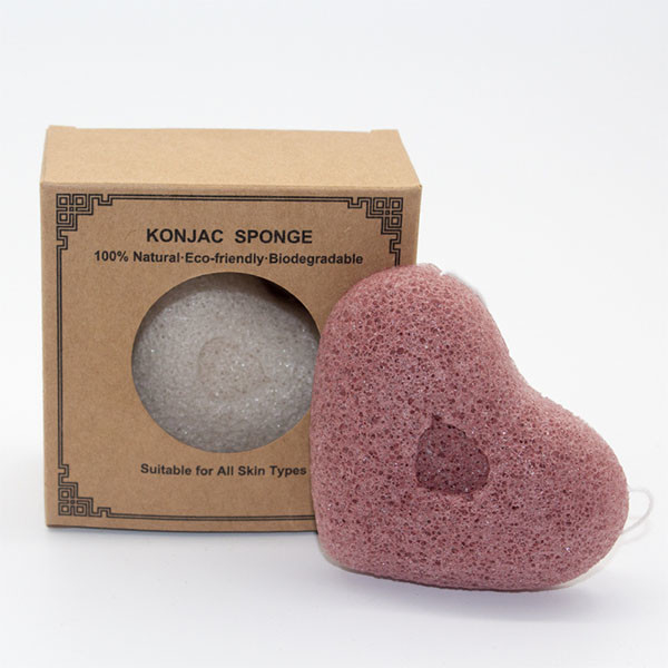 Facial Body Cleaning Charcoal Heart Konjac Sponge 8.5cm*7.2cm*2cm